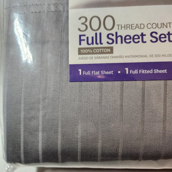100% Cotton 300 Thread Count Sheets set FULL DOUBLE Mattress Gray Silver beds Be - Picture 2 of 7